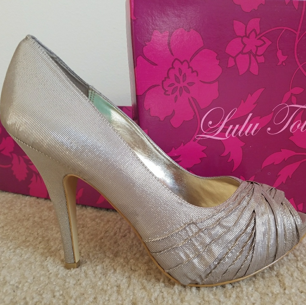 Champagne Peep Toe Pumps